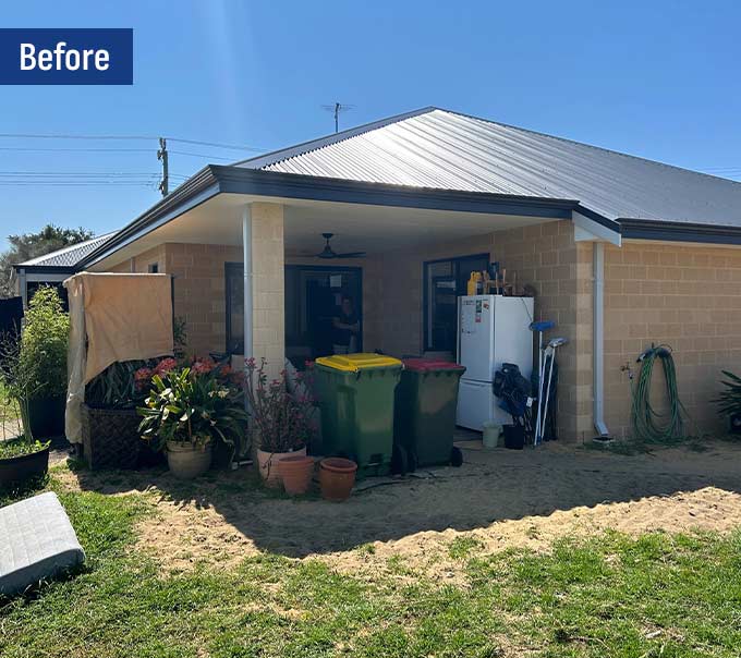 Hip end patio byford before